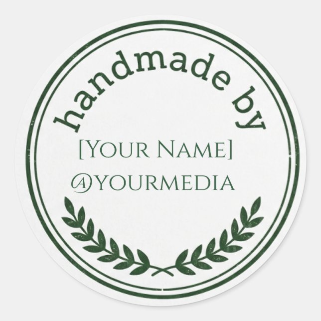 Handmade with Love craft Style Baking Label (Front)
