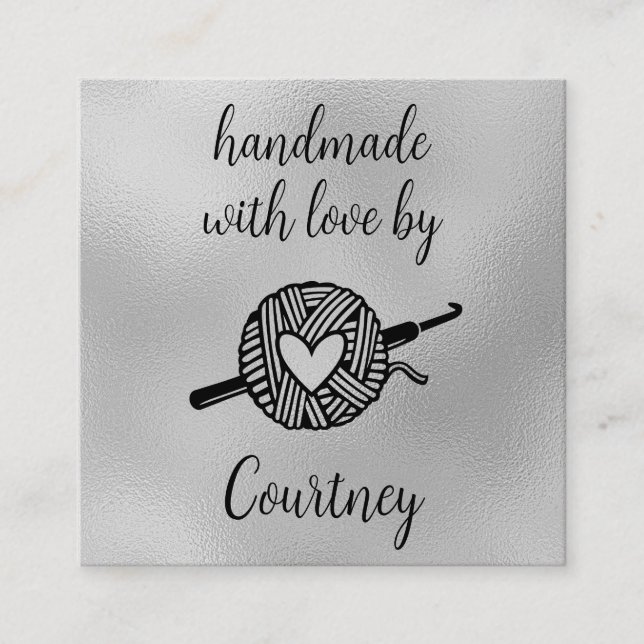 Handmade With Love Crochet Square Business Card (Front)