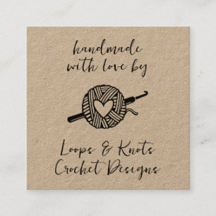 Handmade With Love Crochet Square Business Card