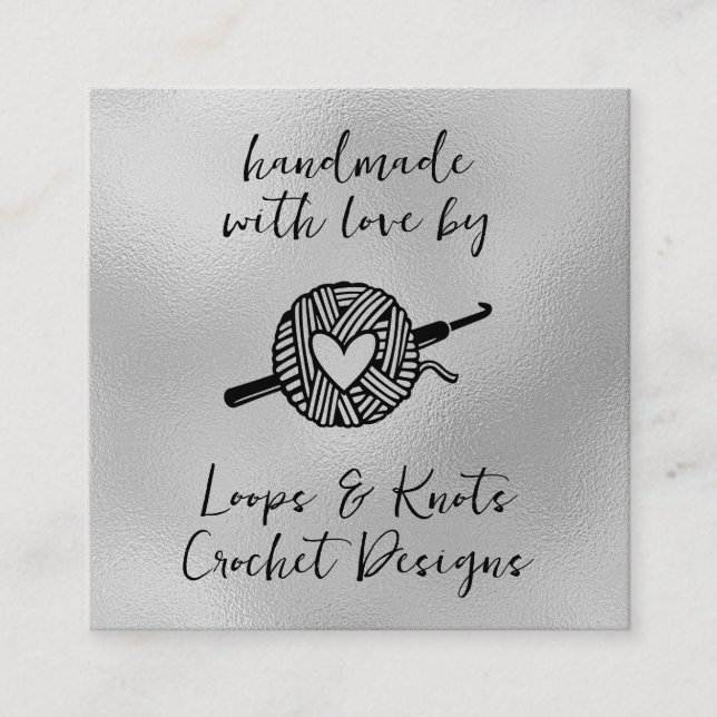 Handmade With Love Crochet Square Square Business Card (Front)