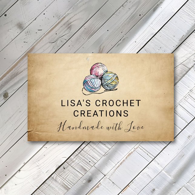 Handmade with Love Crochet Yarn Balls Small Business Card (Creator Uploaded)