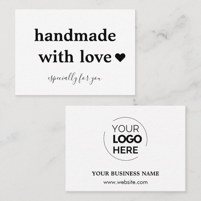 Handmade With Love | Custom Logo White Business Card (Front/Back)