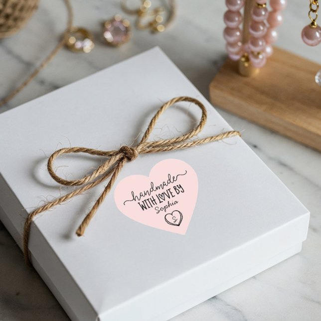 Handmade With Love Custom Monogram Heart Stickers (Handmade With Love Custom Monogram Heart Stickers)