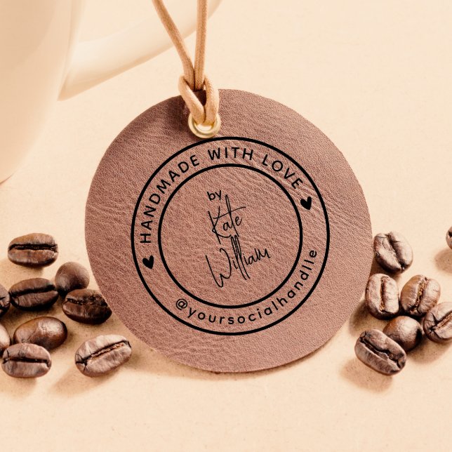 Handmade With Love | Custom Name Social handle Rubber Stamp (Creator Uploaded)