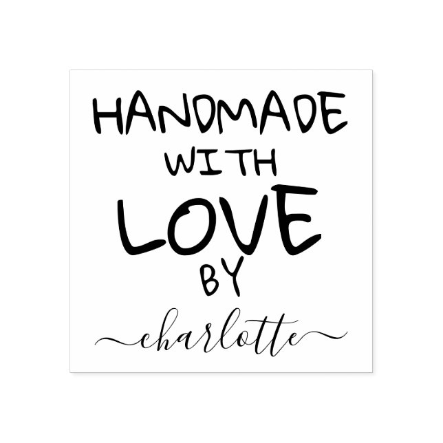 Handmade with love custom personalised typography rubber stamp (Imprint)