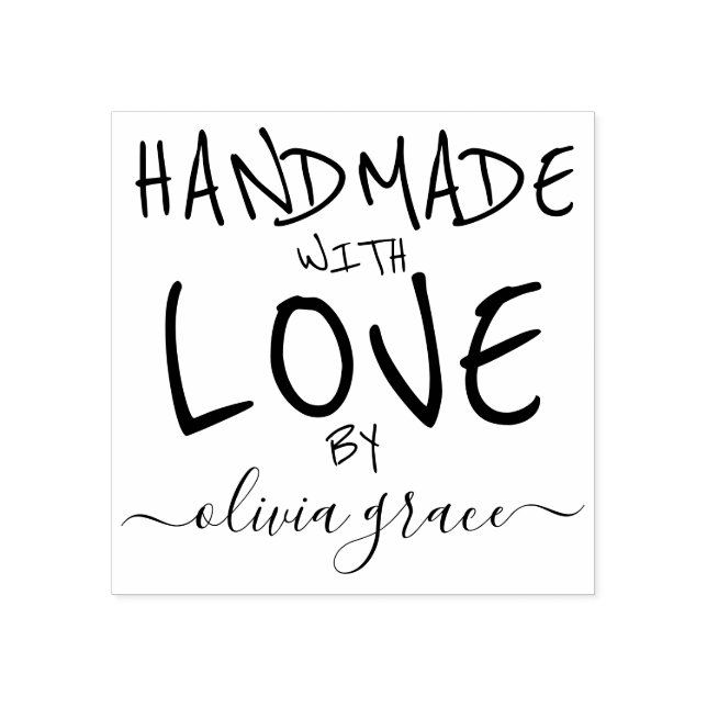 Handmade with love custom personalised typography rubber stamp (Imprint)