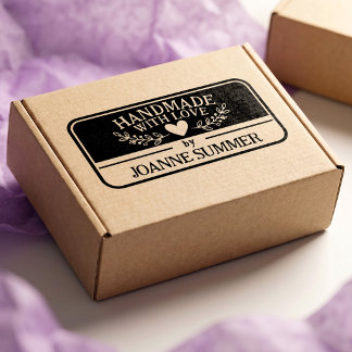 Handmade With Love Custom Small Business Packaging Rubber Stamp
