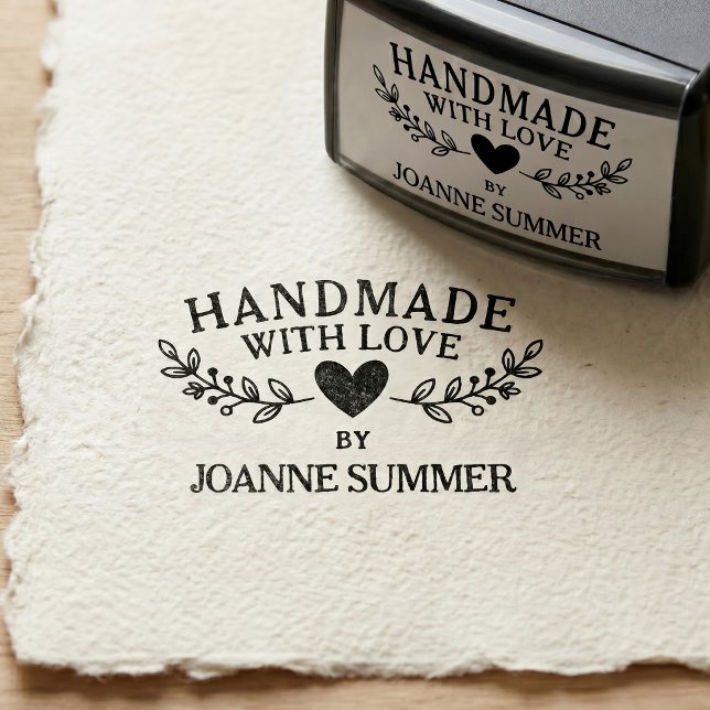Handmade With Love Custom Small Business Packaging Self-inking Stamp (Creator Uploaded)