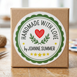 Handmade With Love - Customisable Brand Packaging Classic Round Sticker