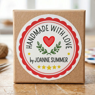 Handmade With Love - Customisable Brand Packaging Classic Round Sticker