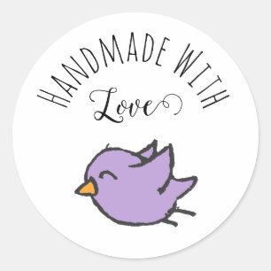Handmade with Love Cute Bird Packaging Classic Round Sticker