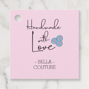 Handmade with Love Cute Buttons Pink Favour Tags
