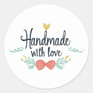 Handmade with Love Cute Classic Round Sticker