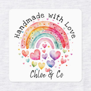 Handmade with Love Cute Rainbow & Hearts