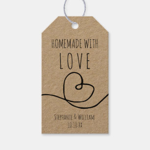 Handmade with Love Doodle Heart Wedding Favour Gift Tags