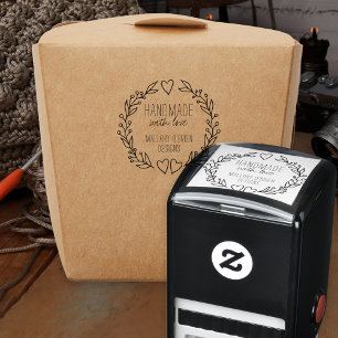 Handmade with love Doodle Wreath Hearts Foliage Self-inking Stamp
