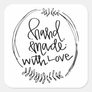 Handmade with Love Doodle Wreath Sticker