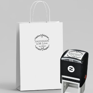 Handmade With Love Doodle Wreath With Hearts  Self-inking Stamp