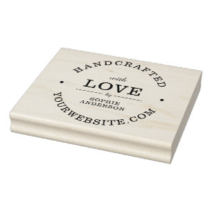 Handmade with Love   Elegant Custom Name Crafting Rubber Stamp