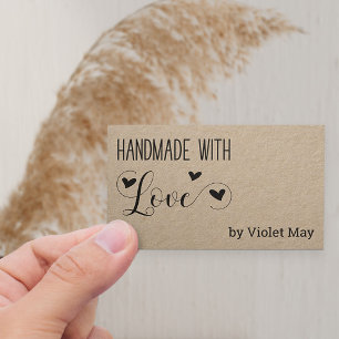 Handmade with Love Elegant & Simple Rustic Kraft Business Card