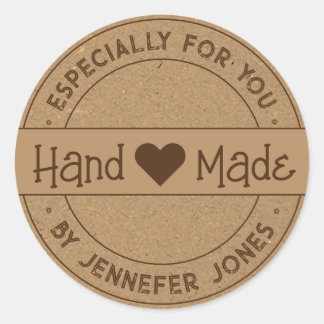 Handmade With Love Especially For You Kraft Paper Classic Round Sticker