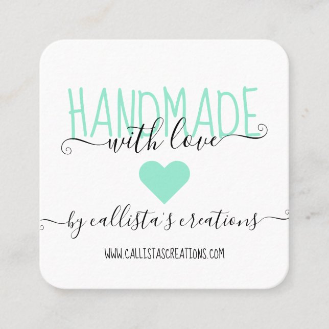 Handmade With Love Etsy Home Crafter Art Fair Squa Square Business Card (Front)