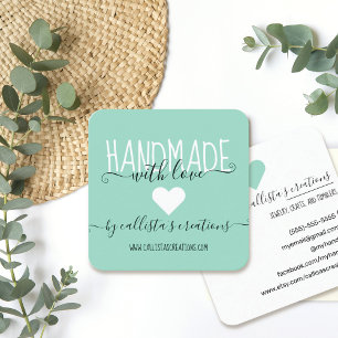 Handmade With Love Etsy Home Crafter Art Fair Square Business Card