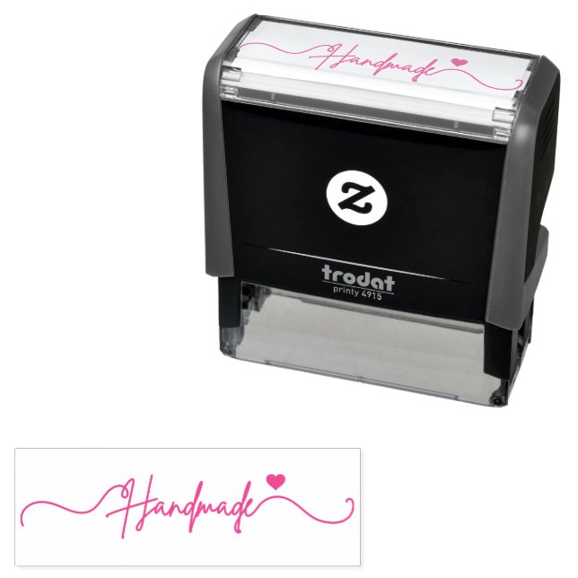 Handmade With Love Floral Small Business Packaging Self-inking Stamp (In Situ)