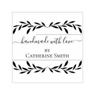 Handmade with Love flower Rubber Stamp