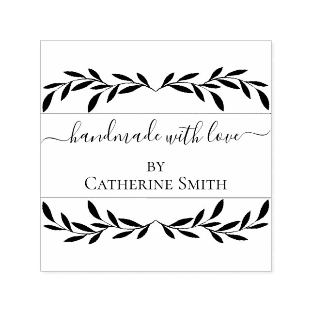 Handmade with Love flower Rubber Stamp (Design)