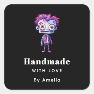 Handmade with Love Funny Frankenstein Monster Square Sticker