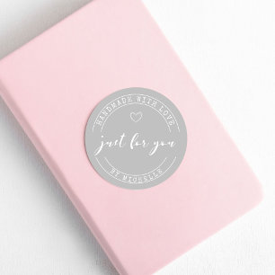 Handmade With Love Grey Personalised Sticker