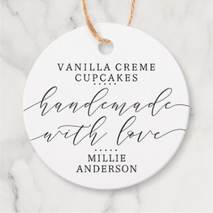 Handmade with Love Handwritten Script Business Cla Favour Tags