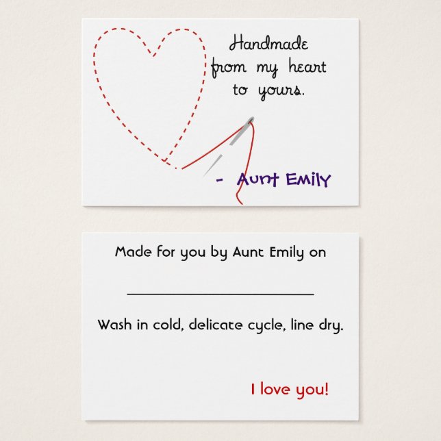 Handmade With Love Hang Tag (Front & Back)