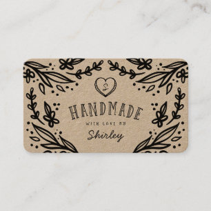 Handmade With Love Heart Monogram Floral Design Business Card