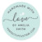 Handmade with love heart name URL light aqua blue