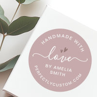 Handmade with love heart name URL rose taupe