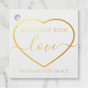 Handmade With Love Heart Personalised Favour Tags