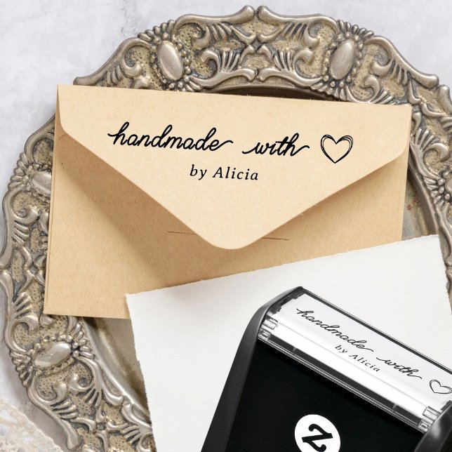 Handmade With Love Heart Personalised Rubber Stamp (Creator Uploaded)