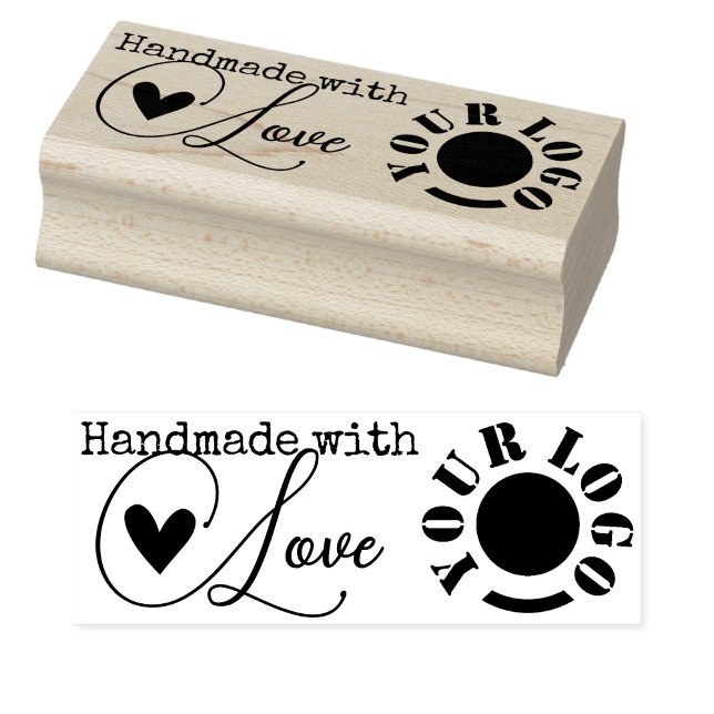 Handmade with Love Heart Simple Stylish Logo Image Rubber Stamp (Creator Uploaded)