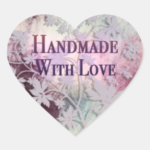 Handmade With Love heart stickers (pinks)