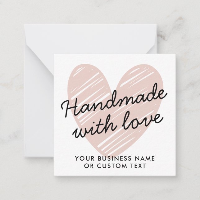Handmade with Love Heart Thank You Jewellery Care Card (Front)