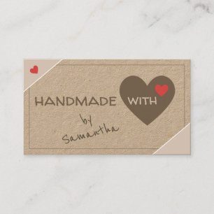 Handmade With Love Hearts Pretty Rustic Vintage Business Card