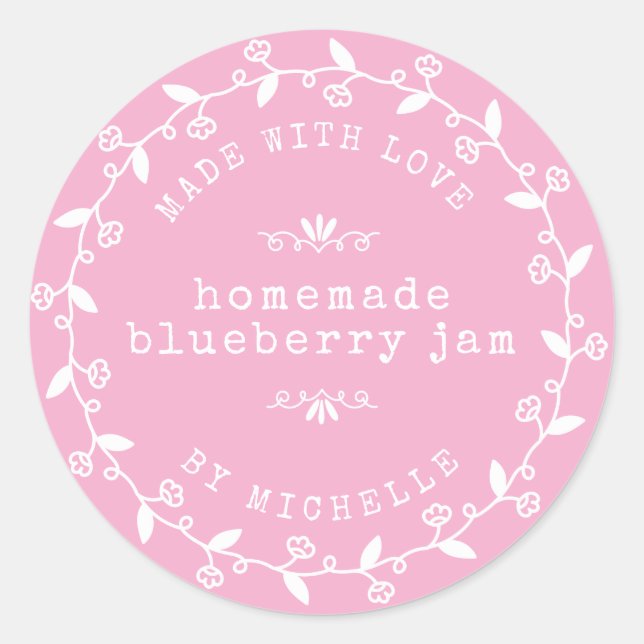 Handmade With Love Jam Label Canning Sticker (Front)