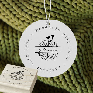 Handmade with Love Knit Small Business Custom Rubber Stamp