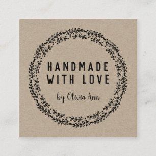 Handmade with Love Kraft Etsy Home Crafter  Square Business Card