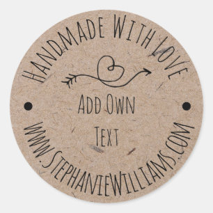 Handmade with Love Kraft Paper Label   Hand Drawn
