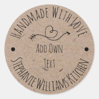 Handmade with Love Kraft Paper Label | Hand Drawn