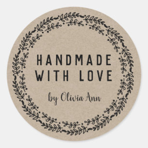 Handmade with Love Kraft Personalised Sticker 