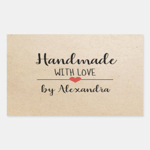 Handmade with love kraft script custom rectangular sticker